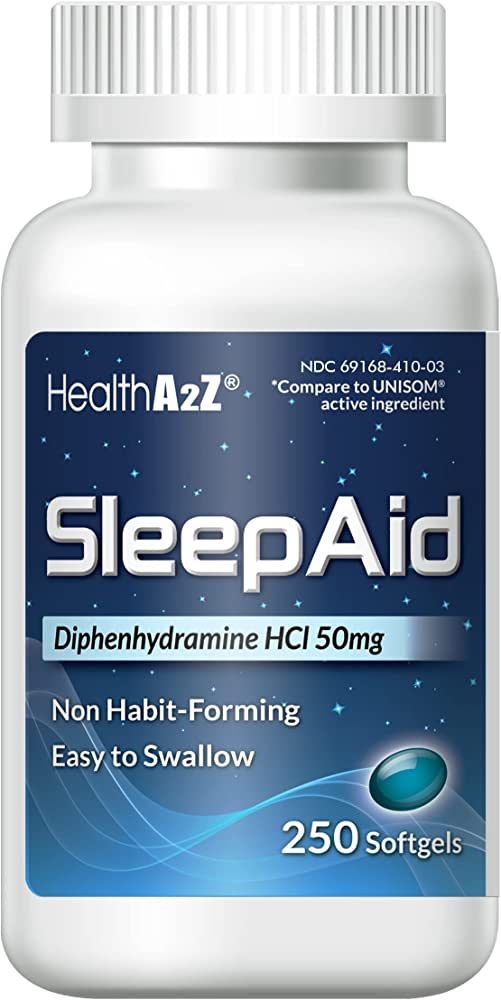 HealthA2Z Sleep Aid, Diphenhydramine HCl 50mg, 250 Softgels, Supports Deeper, Restful Sleeping, N... | Amazon (US)