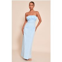 Blue Bandeau Ruched Bust Maxi Dress | PrettyLittleThing US
