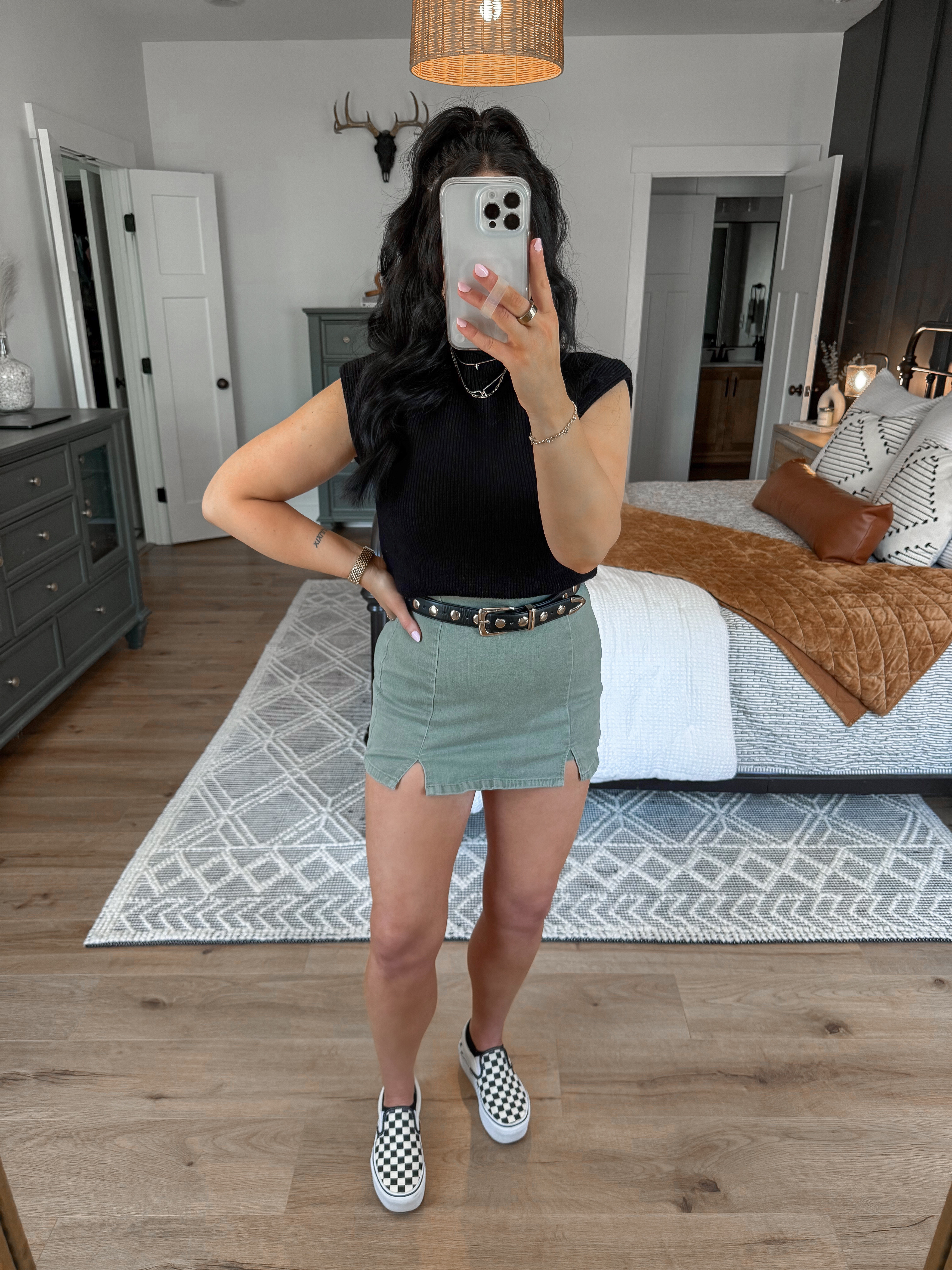 Sweater Top - small
Skort - small (the olive green is almost sold out, so you could always swap it out for the khaki, apricot or black option too!)
Belt - 27 - 31

This skort is consistently one of my top sellers and I'm not surprised! It has great stretch and comes in so many color options! I styled it with this black knit sweater vest top, added this black & gold belt & finished the look with my checkerboard platform vans sneakers! This outfit has an edgy (but still girly) vibe to it & I'm loving it! 🖤

 

 #LTKFindsUnder50 #LTKFindsUnder100 #LTKShoeCrush