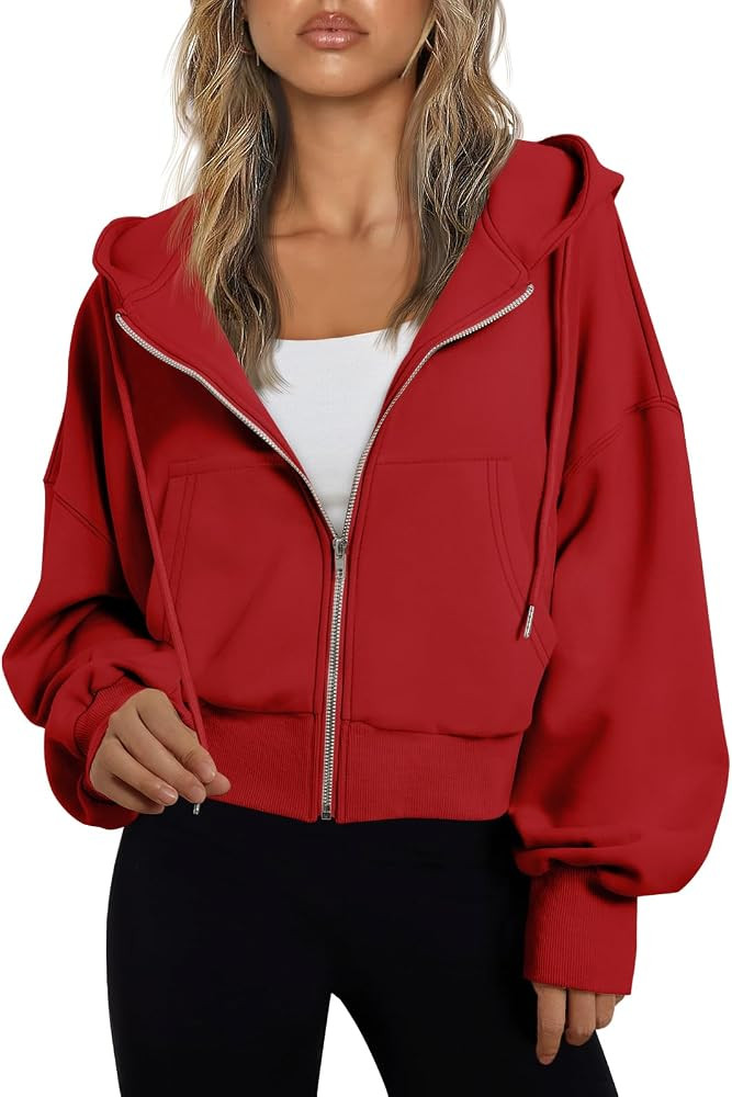 Trendy Queen Womens Zip Up Hoodies Cropped Jackets Fall Outfits 2026 | Amazon (US)