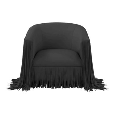 TOV Furniture Shag Me Black Vegan Leather Swivel Chair | Ashley Homestore