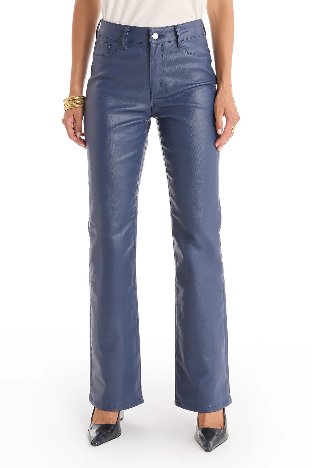 Aria Coated Flare Jean - Sapphire | The Noli Shop