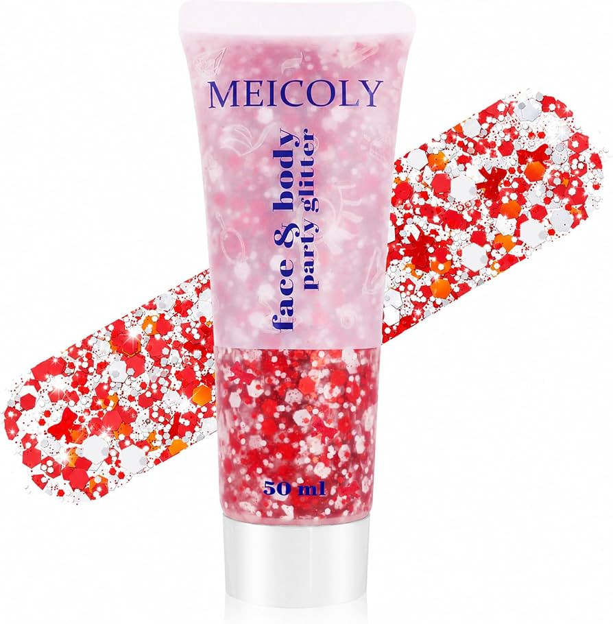 MEICOLY Red and White Face Hair Glitter Gel,Body Glitter for School Spirit Accessories, Game Day,... | Amazon (US)