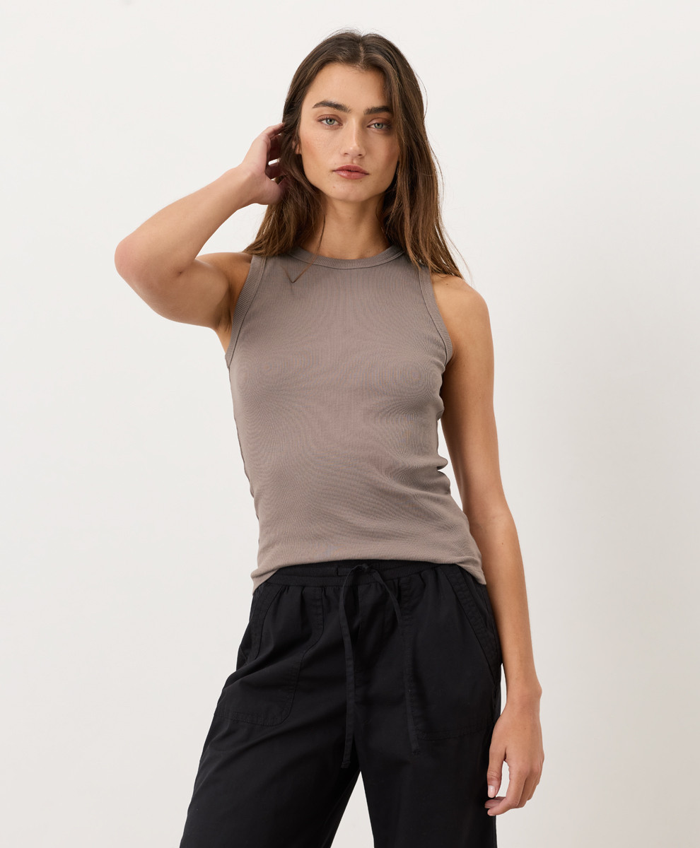 Women's Cinder Perfect Rib Tank M | Pact Apparel
