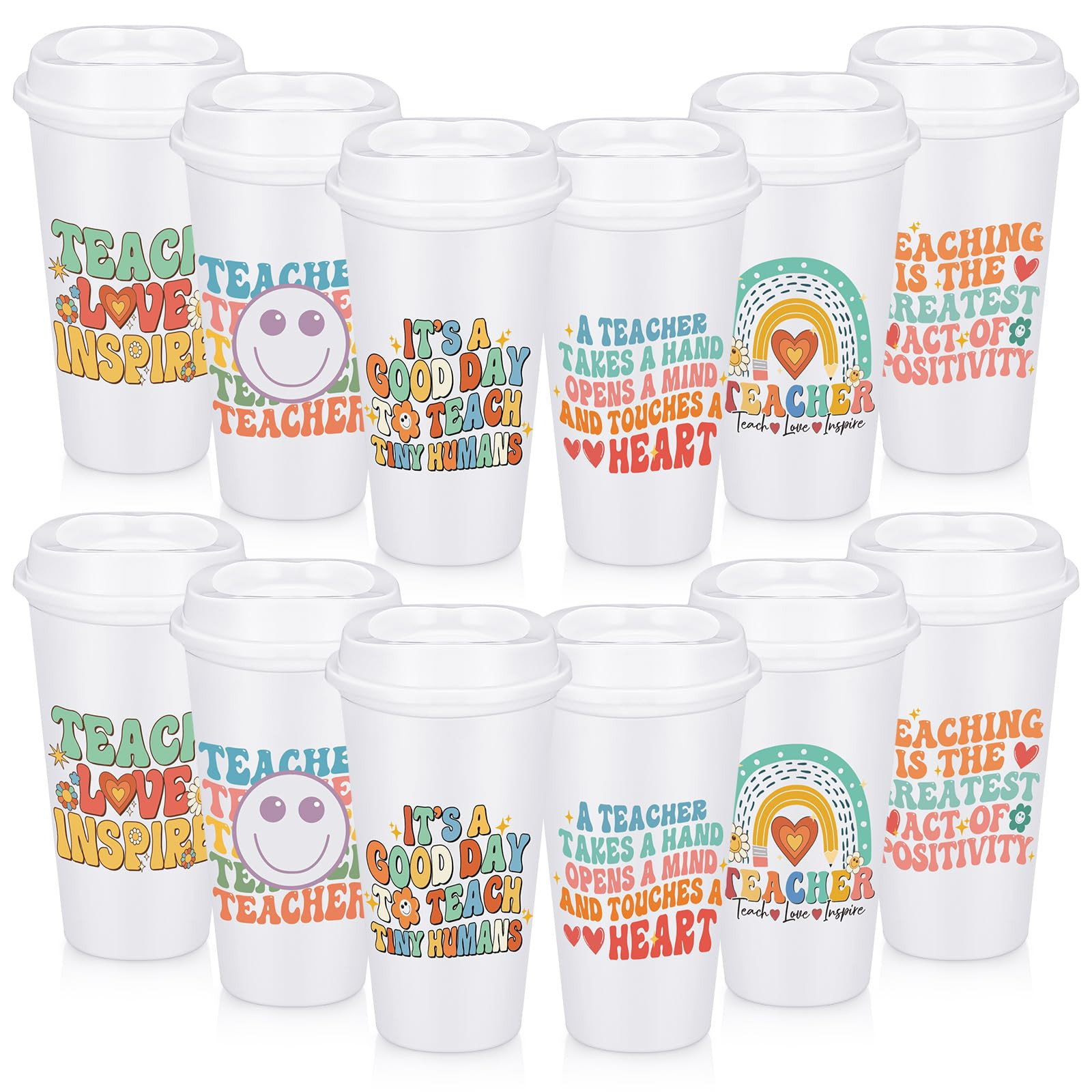 12 Pcs Teacher Appreciation Gifts in Bulk 16 oz Teacher Coffee Tumbler with Lids Thank You Cups T... | Amazon (US)