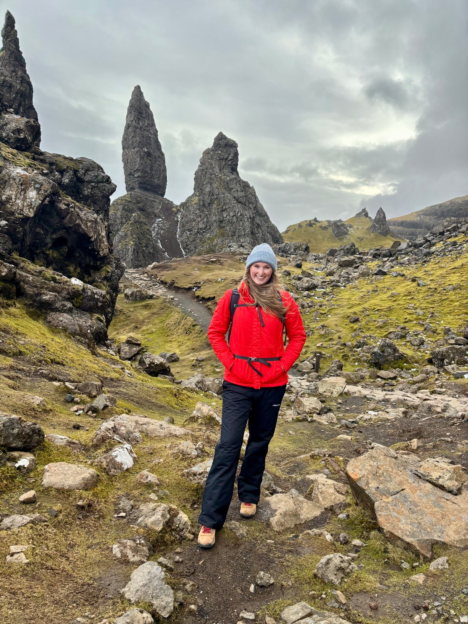 Active cold weather hiking outfit for Scotland. Affordable waterproof tall inseam insulated snow pants, red waterproof jacket, comfortable hiking boots great for beginners, small travel backpack. 

Jacket is older, but linked similar 

#LTKActive #LTKSeasonal #LTKTravel