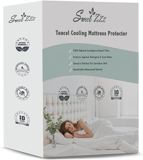 Sweet Zzz 100% Waterproof Natural Tencel Mattress Protector Durable 15” Deep Pockets Machine Wa... | Amazon (US)