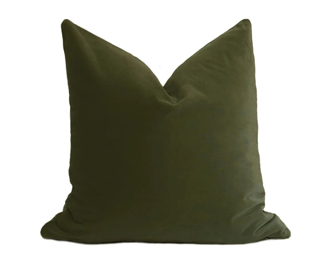 PLUSH Olive Velvet Pillow Cover Olive Green Velvet Pillow - Etsy | Etsy (US)