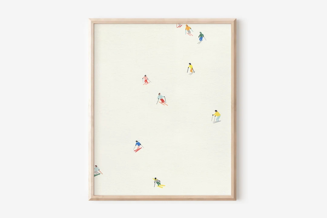 Mini Skiers Illustration Print Abstract Ski Slope Art Snowy - Etsy | Etsy (US)
