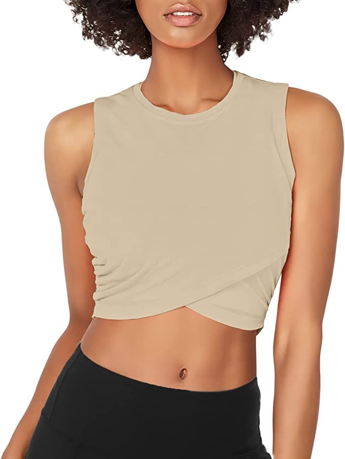 Sanutch Dance Tops Fitted Workout Crop Tops Yoga Tank Tops Athletic Sports Shirts for Women | Amazon (US)