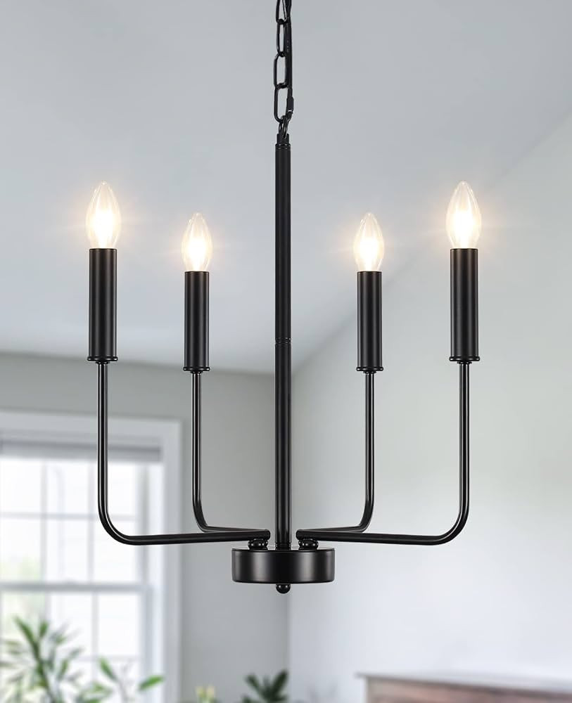 MRHYSWD Black Chandeliers Ceiling Lights Living Room, 4 Lights Pendant Light Fitting Industrial C... | Amazon (UK)