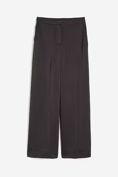 H & M - Wide satin trousers - Grey | H&M (UK, MY, IN, SG, PH, TW, HK)