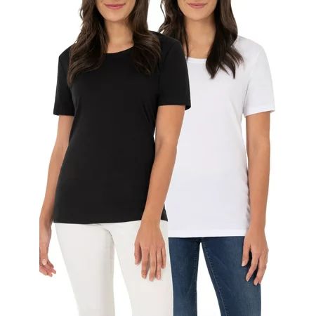 Women's Essential Short Sleeve Crewneck T-Shirt, 2 Pk Bundle | Walmart (US)