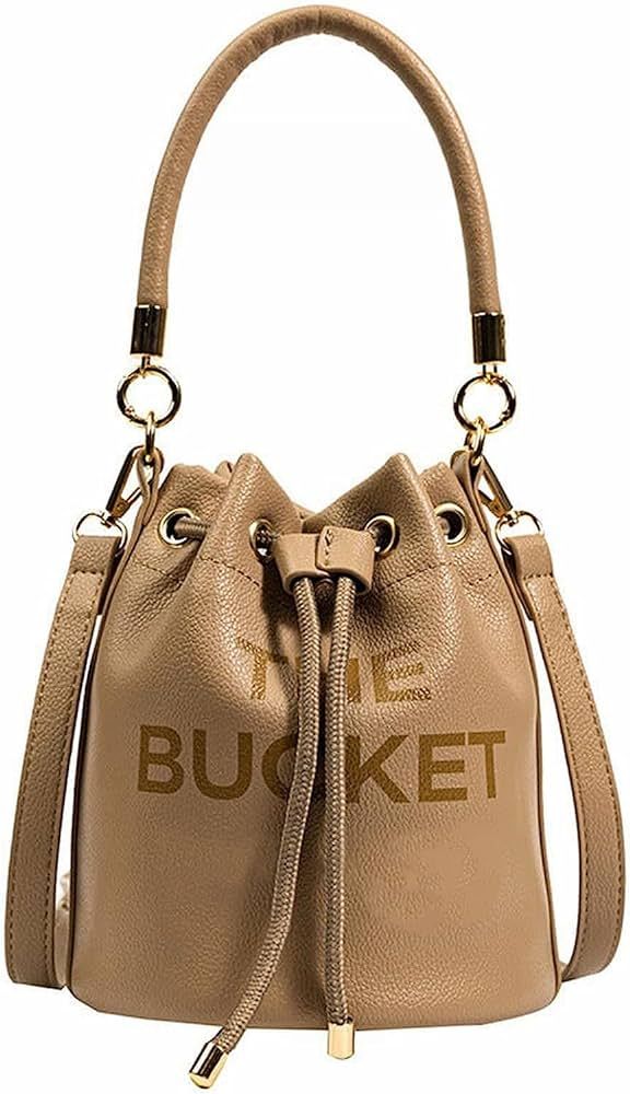 ZXMTYB Women's Bags Trendy Fashion Drawstring Bucket Bag Lady Bag Cross-Border Casual Letter Hand... | Amazon (US)