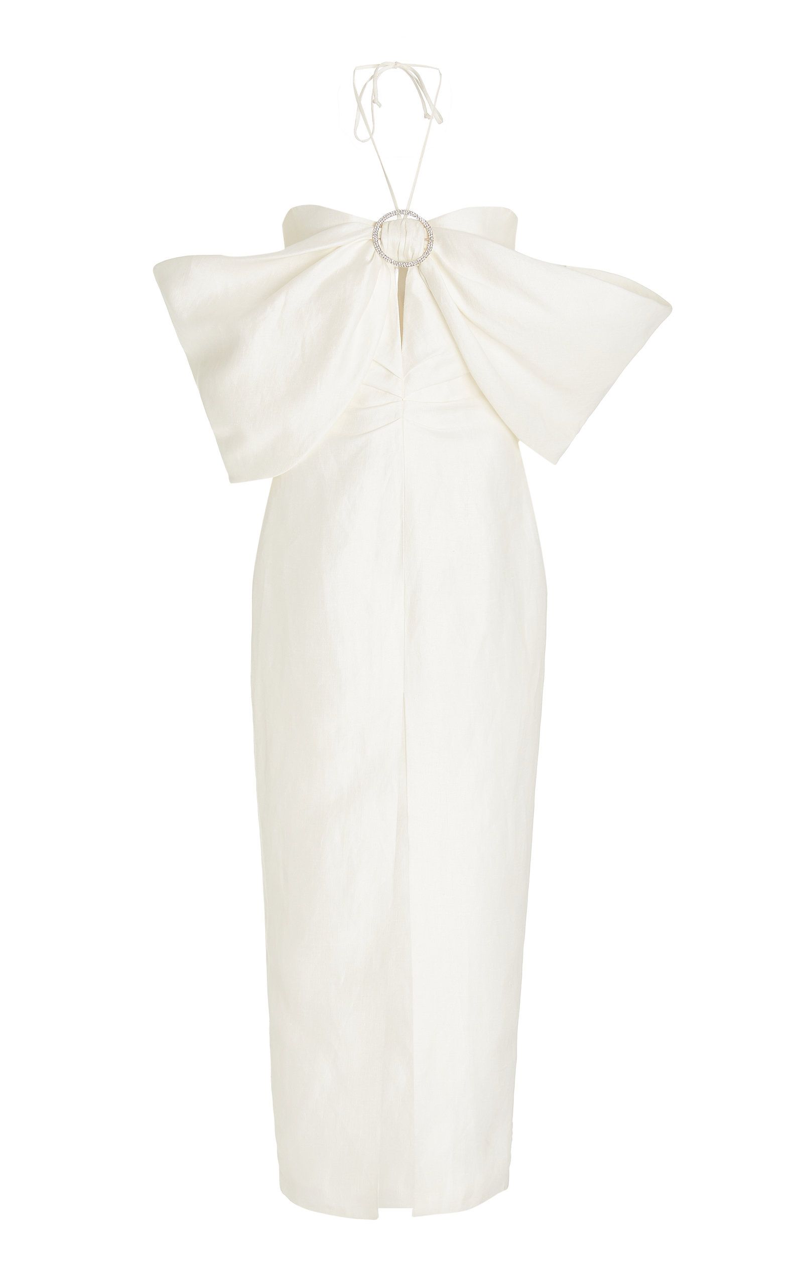 Bow-Embellished Linen-Blend Maxi Dress | Moda Operandi (Global)