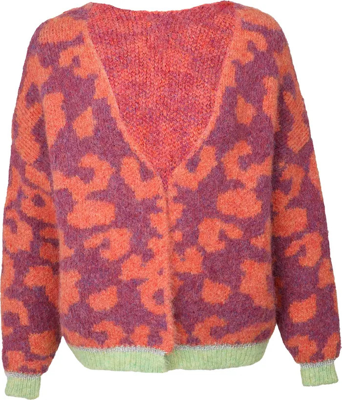 SAACHI Fuzzy Knit Leopard Print Cardigan | Nordstromrack | Nordstrom Rack