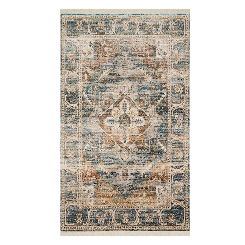 (A407) Halton Slate Rust Distressed-Look Accent Rug, 3x5 | At Home