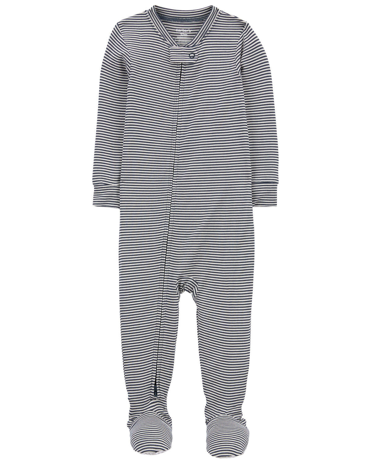 Navy Baby 1-Piece Striped PurelySoft Footie Pajamas | carters.com | Carter's