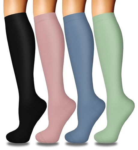 Iseasoo 4 Pairs Compression Socks for Women Circulation-Best Support for Nurses,Running,Athletic,Travel S-M | Amazon (US)