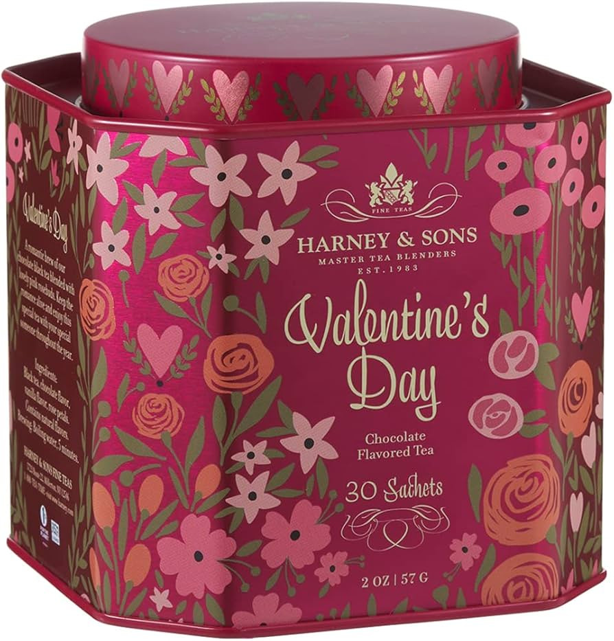 Harney & Sons Valentine's Day Tea, Black tea w/Chocolate and Rosebuds, Red, 30 Count | Amazon (US)