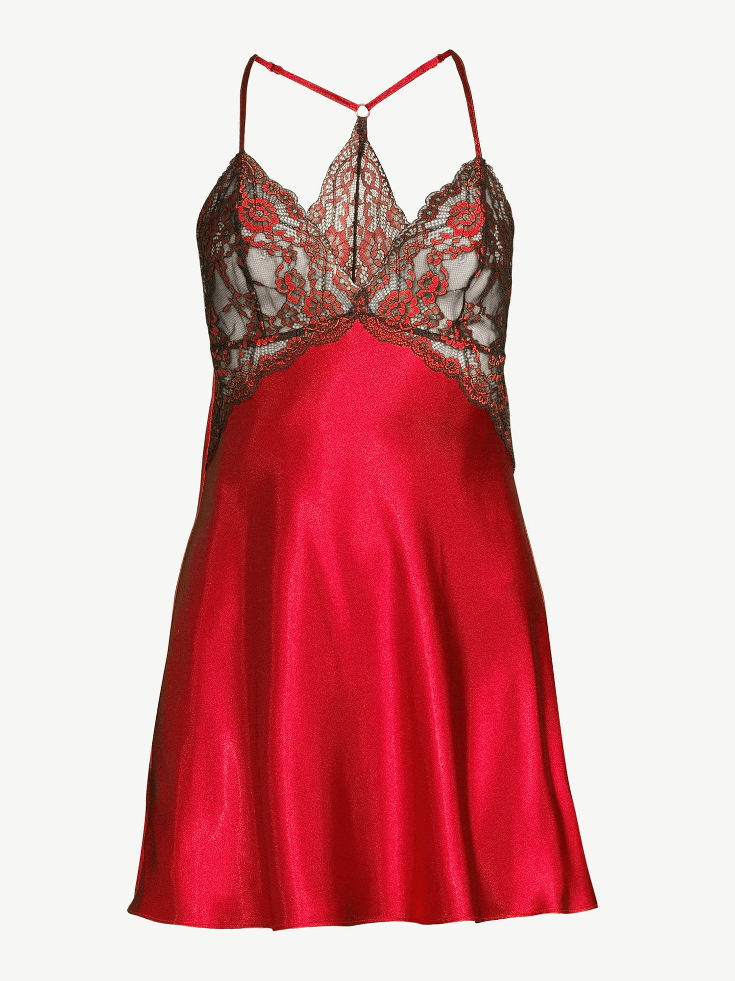 Joyspun Women's Lace Satin Sleep Chemise, Sizes up to 3X - Walmart.com | Walmart (US)