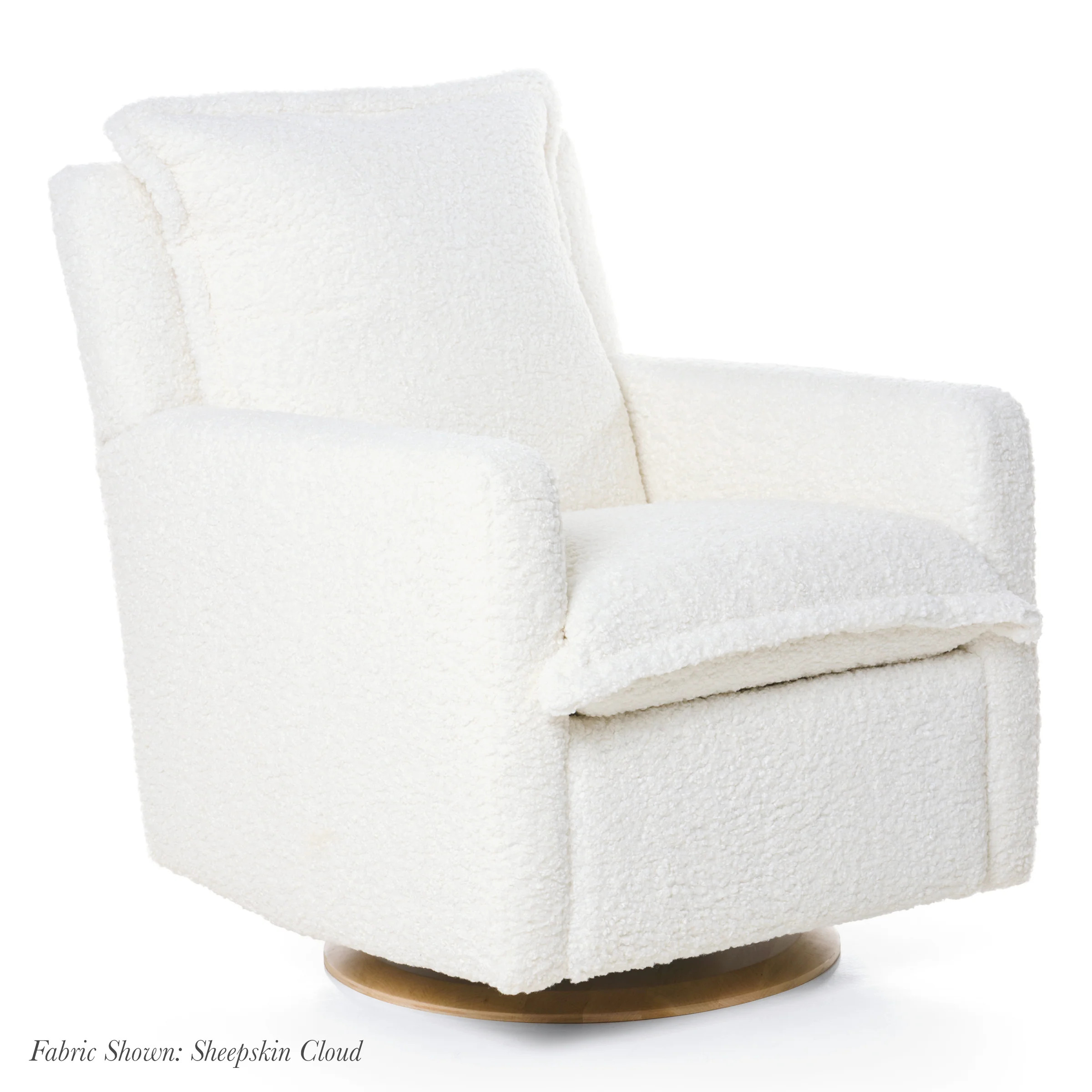 QUICK SHIP FLYNN – Recliner Swivel Nursery Glider – Sheepskin Cloud | Oilo Studio
