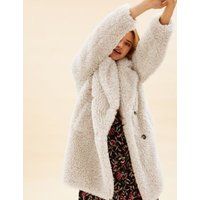 M&S Per Una Womens Faux Fur Teddy Coat - 6 - Cream, Cream | Marks & Spencer (UK)