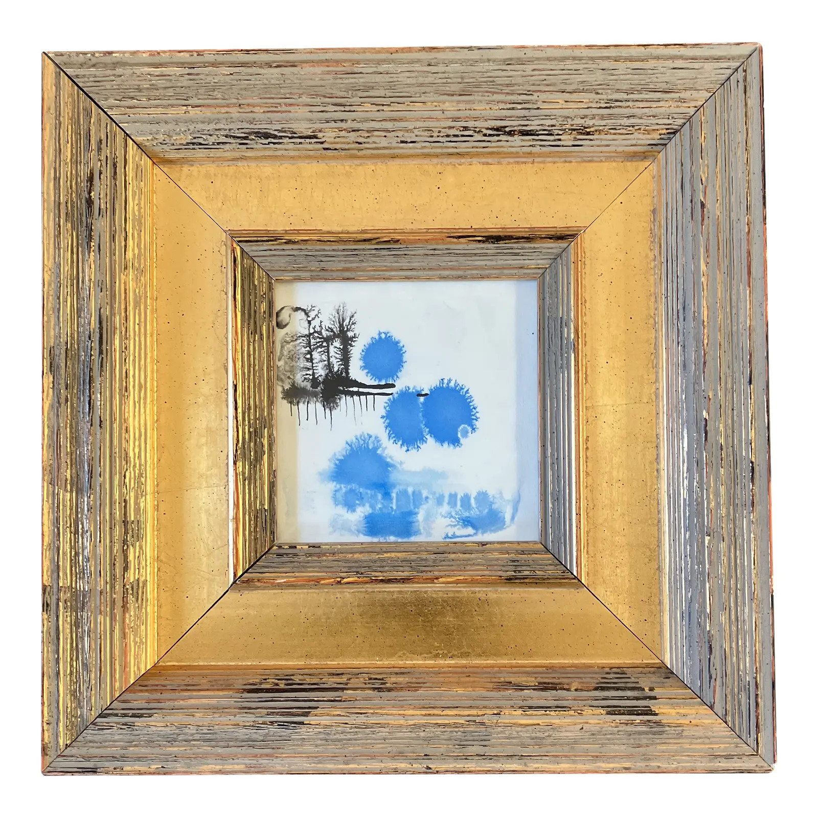 1970’s Original Abstract Watercolor Painting Chunky Gold Frame | Chairish