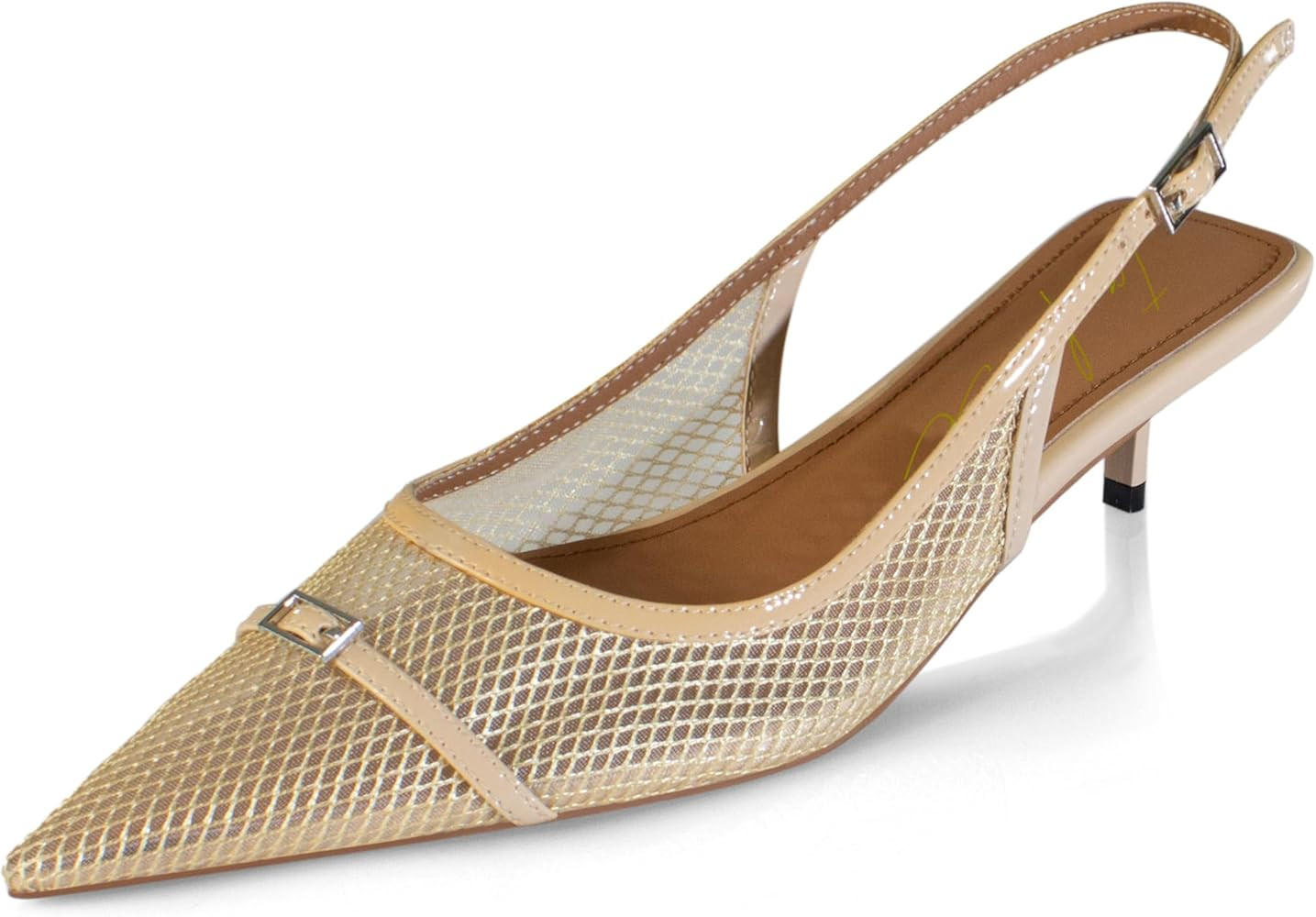 iadore Women Fashion Kitten Low Heel Shoes Chic Mesh Slingback with Buckle Pointed Toe Summer Dai... | Amazon (US)