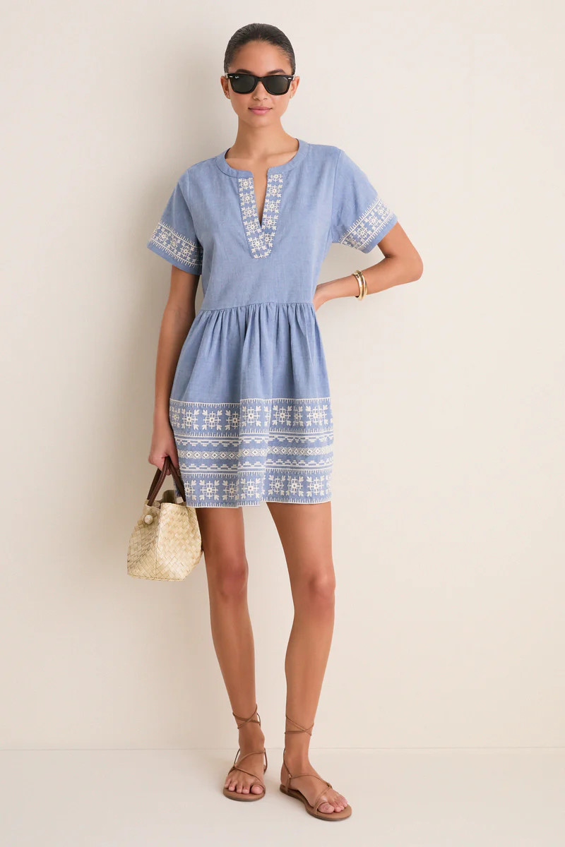 Chambray Embroidered Naples Mini Dress | Tuckernuck (US)