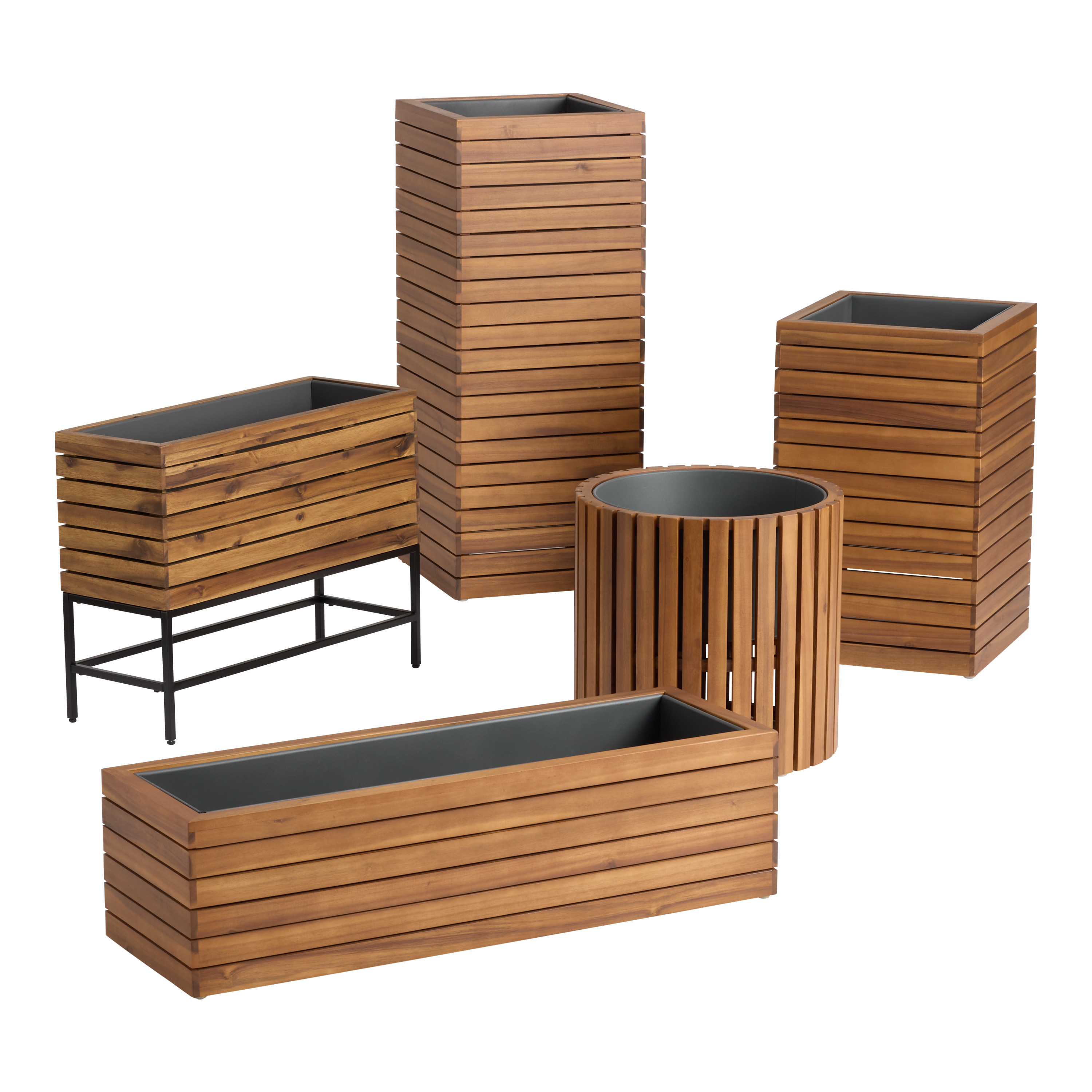 Alicante Wood And Metal Outdoor Planter | World Market