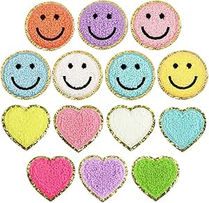 PLANTURECO Happy Face Heart Patches, Iron on Patches 14 Pieces, Iron on Patches for Clothing, Pat... | Amazon (US)