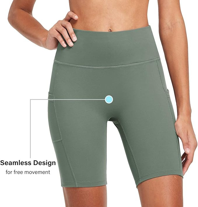 BALEAF Women's 8" /5" High Waist Biker Shorts Yoga Workout Running Compression Exercise Shorts Si... | Amazon (US)
