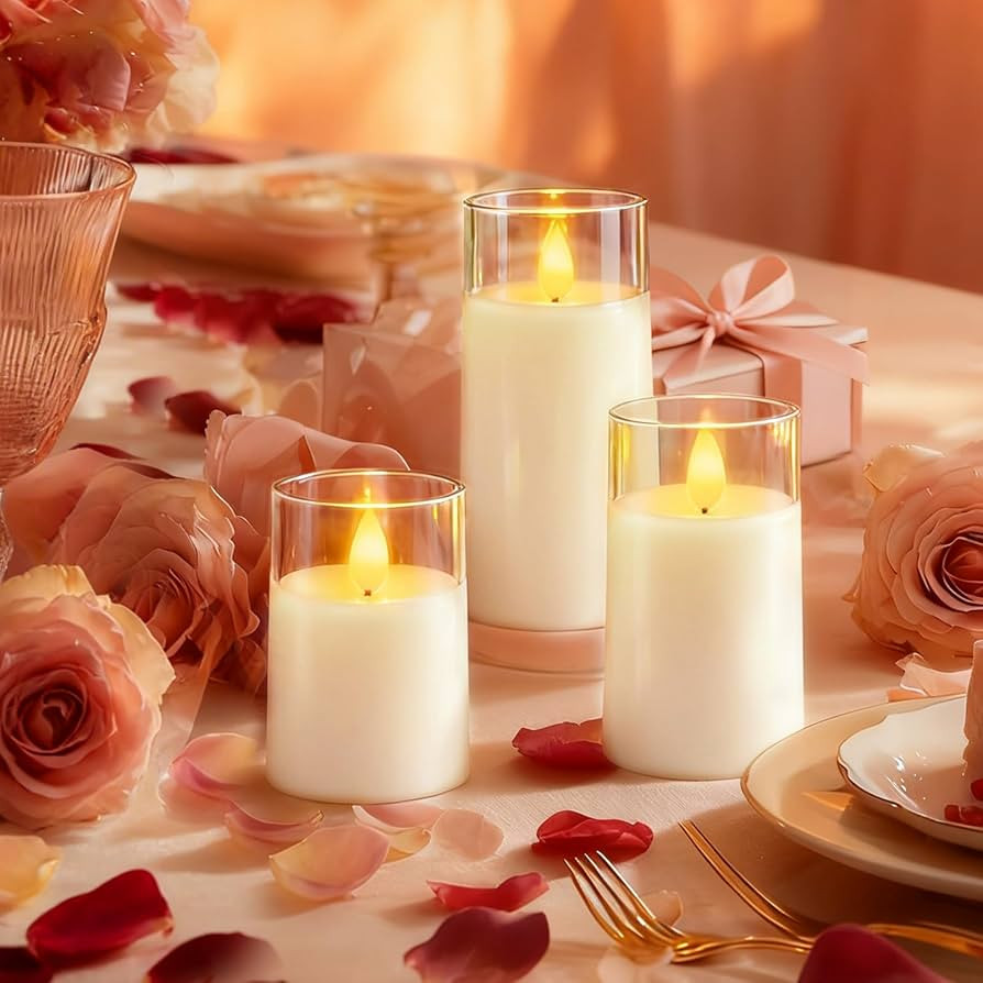 Raycare Battery Operated Flameless Pillar Candles with Remote Timer, White | Amazon (US)