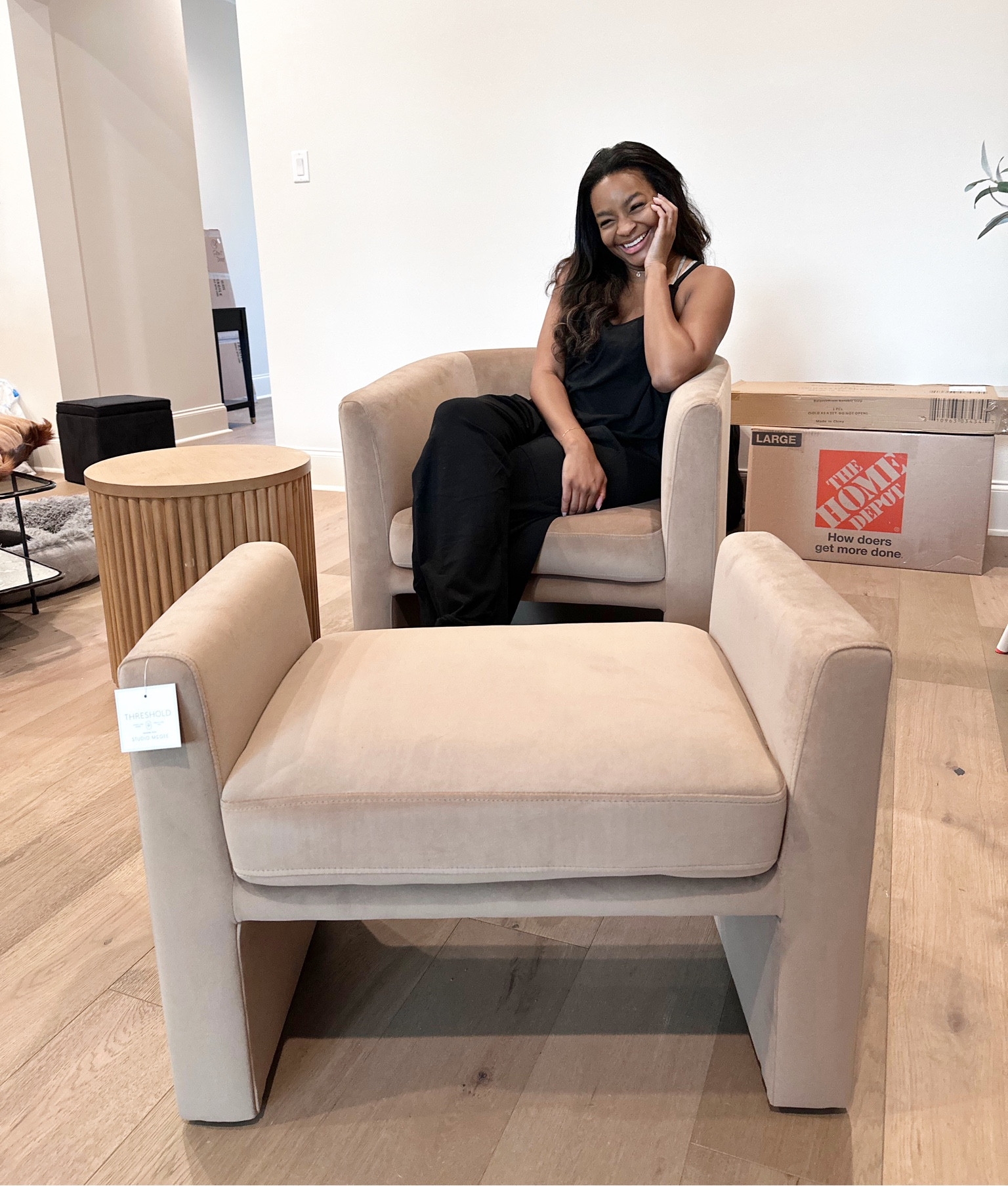 My chairs finally came in 🙌🏽🤎. Also, wearing a free people hotshot onsie similar. This one is from Amazon & is under $40! 

Target chairs, accent chairs, studio McGee furniture, stuff McGee accent chairs, living room furniture, living room chairs, hotshot onsie, free people onsie, free people similar, amazon fashion, amazon find 

#LTKhome