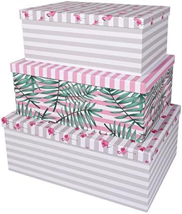 SLPR Decorative Storage Cardboard Boxes with Lids (Set of 3, Tropical) | Nesting Boxes for Closet... | Amazon (US)