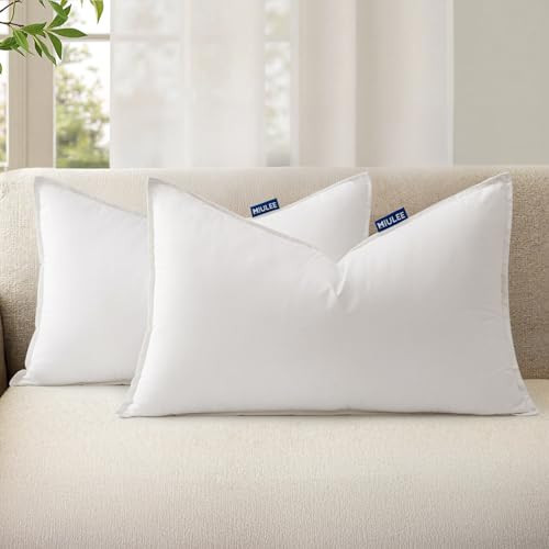 MIULEE 12x20 Throw Pillow Inserts,Set of 2 Decorative Pillow Inserts with Soft Cotton Cover,Fluffy and Cozy Indoor Rectangle Sofa Couch Pillow Inserts White | Amazon (US)