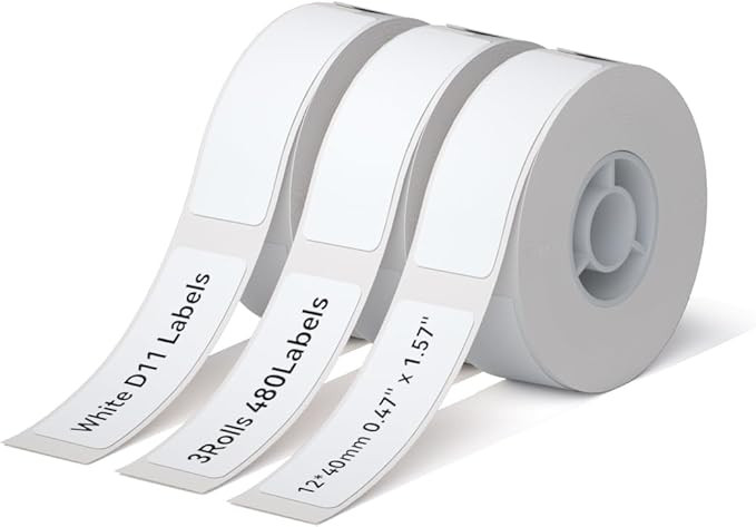 NIIMBOT D11 Label Maker Tape Adhesive White Label Paper 0.47" X 1.57" (12 X 40mm) 155 Labels/Roll... | Amazon (US)