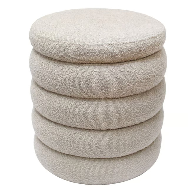 Pax Taupe Boucle Storage Ottoman | At Home