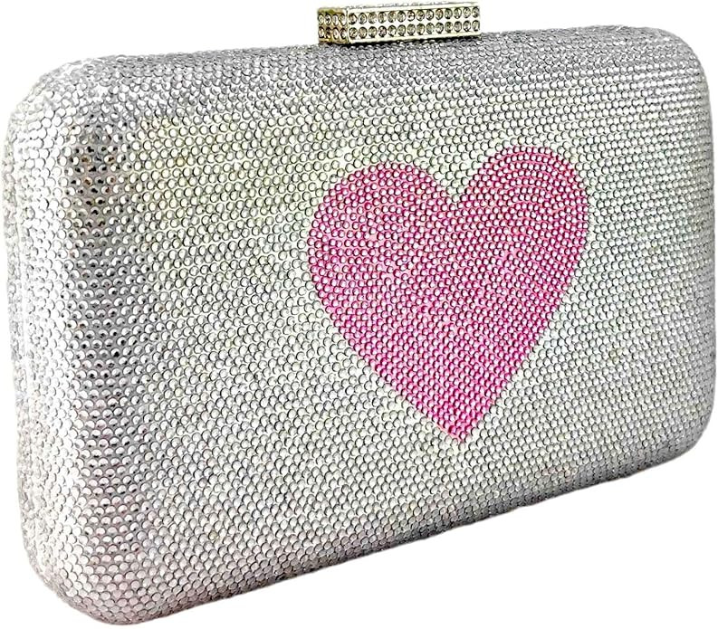 Boutique De FGG Mini Love Rhinestone Clutch Purses for Women, Heart Crystal Clutch Bag, Formal Ev... | Amazon (US)