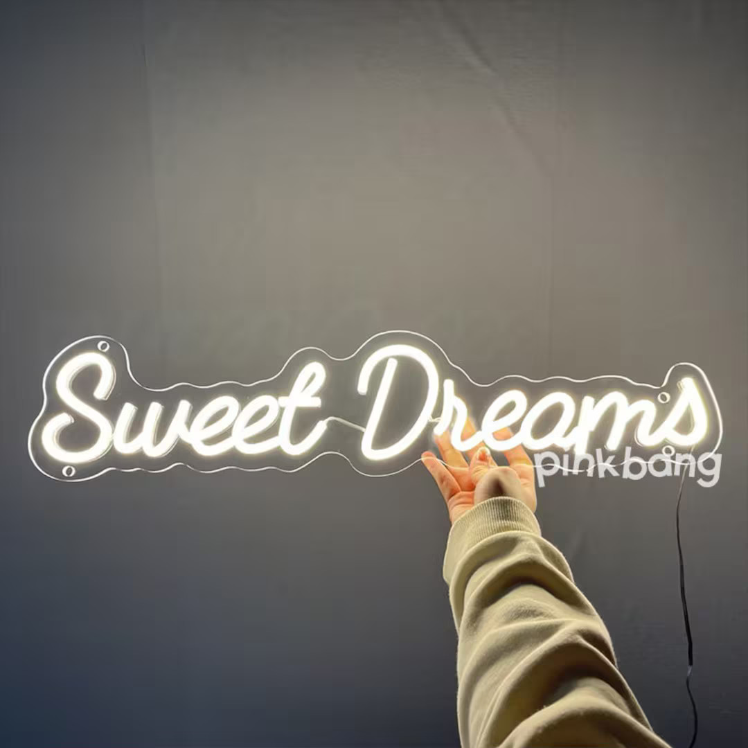 sweet dreams led neon sign bedroom wall light art ,handmade soft light for kids room ,baby night ... | Etsy (US)