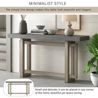 Industrial Style 59.1 in. Gray Rectangle Wood Console Table | The Home Depot