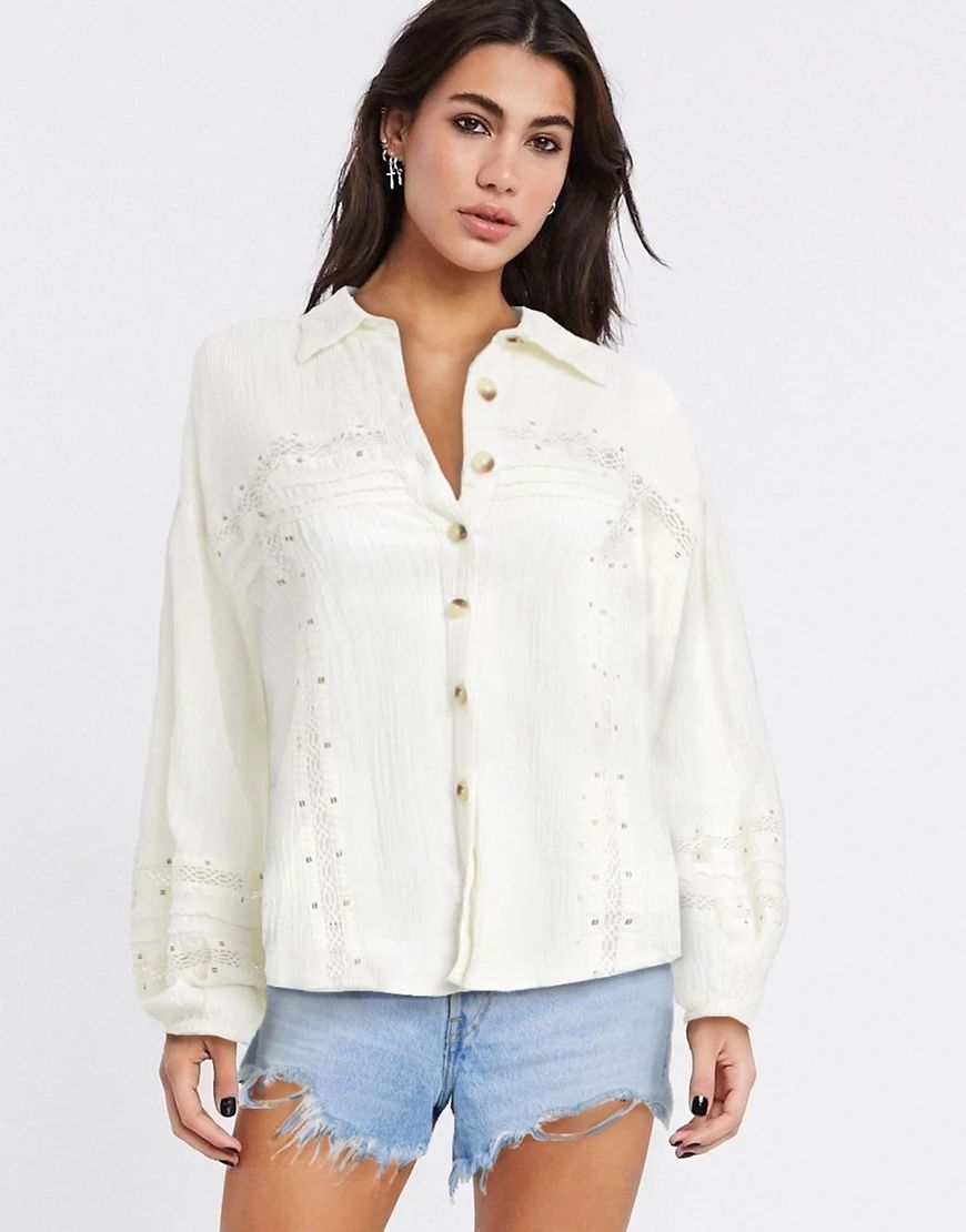 Free People Summer Stars lace insert shirt-White | ASOS (Global)