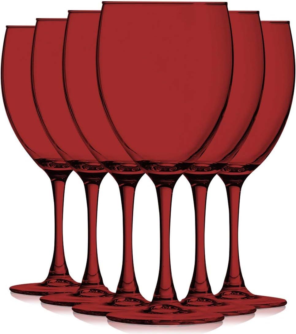 TableTop King Red 10 oz Nuance Full Accent Wine Glasses - Set of 6 Additional Vibrant Colors Avai... | Amazon (US)