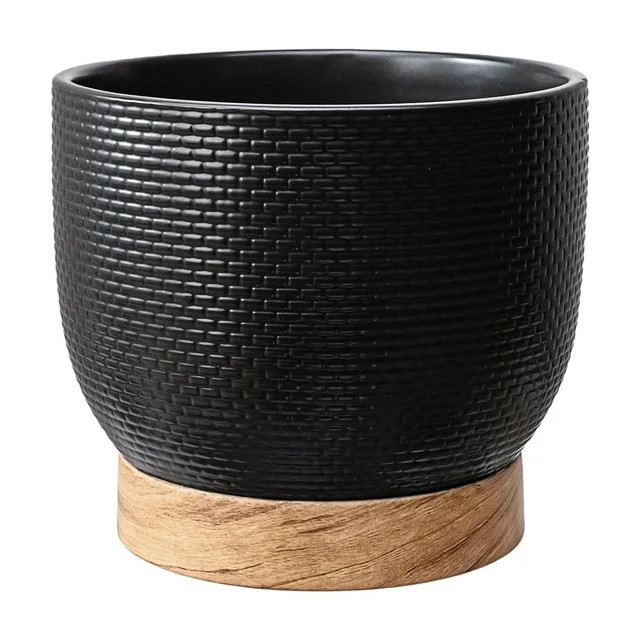 Better Homes and Gardens 8 inch Channing Woven Black Ceramic Planter - Walmart.com | Walmart (US)