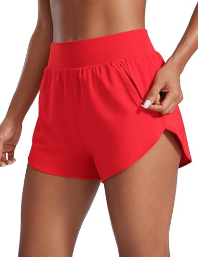 CRZ YOGA Dolphin Flat Waist Athletic Shorts for Women 3" - High Rise Quick Dry for Running Workou... | Amazon (US)