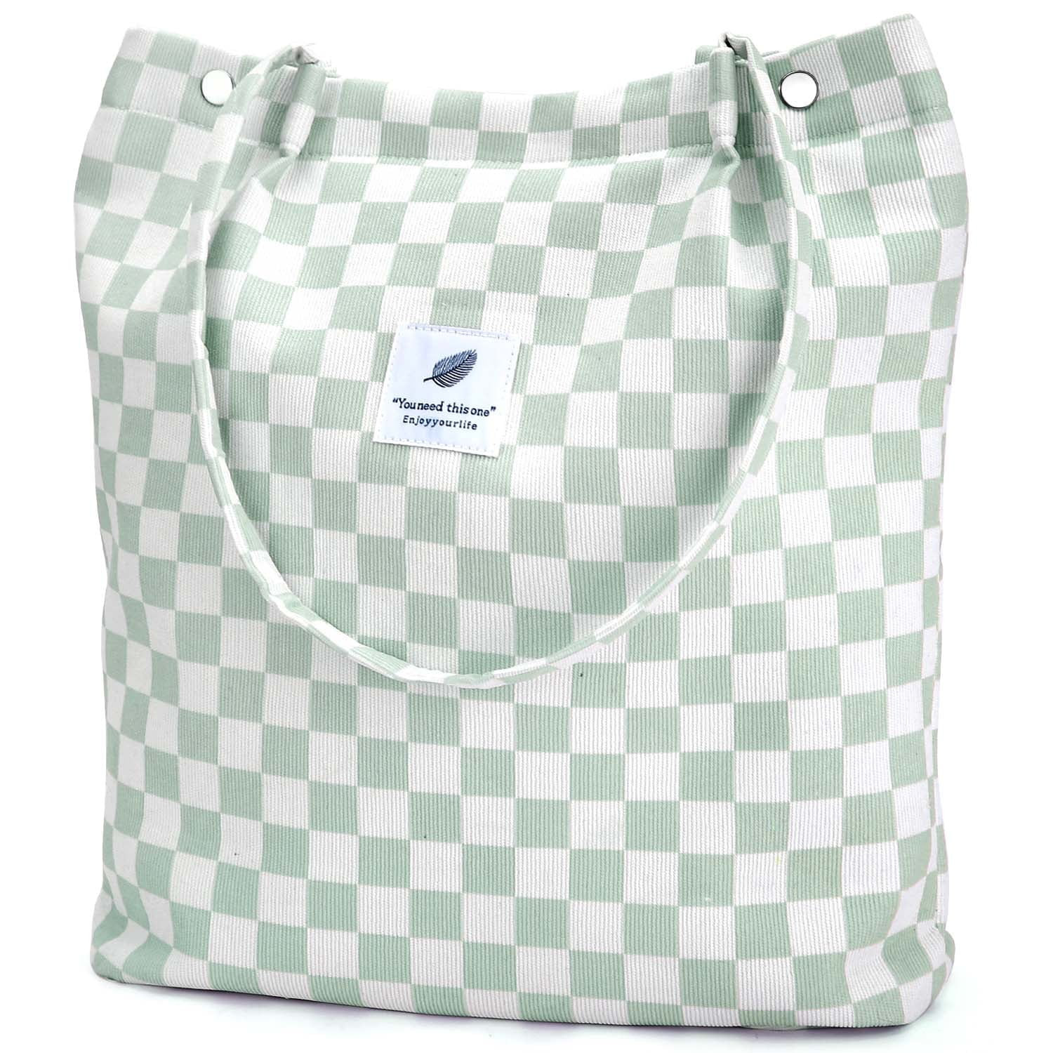 Ayieyill Corduroy Tote Bag for Women Girl Canvas Shoulder Cord Purse with Inner Pocket (Mint Gree... | Walmart (US)