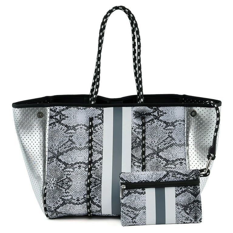 Fugua Women Neoprene Tote Bag Beach Bag Large Handbags with Zipper Pocket - Walmart.com | Walmart (US)