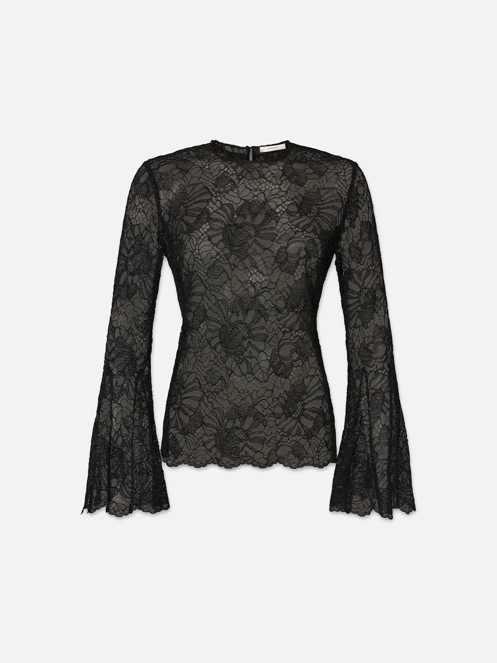 Lace Flutter Sleeve Blouse  in  Black | Frame Denim