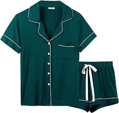 Anjue Womens Pajama Set Short Sleeve Sleepwear Button Down Pajamas Short Sets Nightwear Loungewea... | Amazon (US)